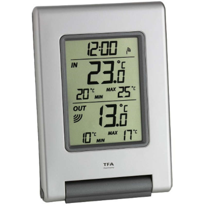 <---Cliquez sur l'image pour agrandir---> Thermomètre sans fil en IT+ avec mini maxi permanents heure DCF Ref: T303050-54-IT+piles TFA Thermomètre sans fil en IT+ avec mini maxi permanents heure DCF ref: T303050-54-IT+piles TFA
