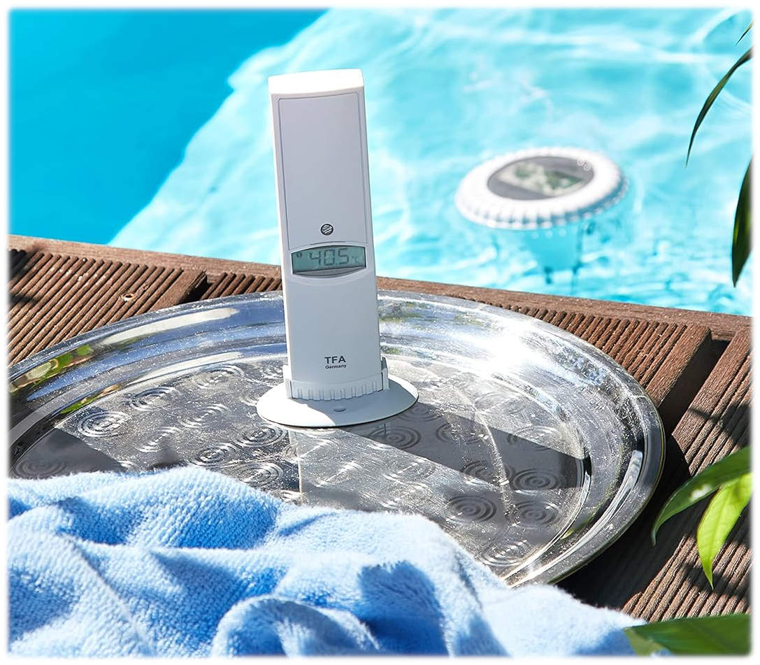 Sonde piscine et Thermo/hygro r�p�titeur de signal de sonde piscine TFA 30.3310.02