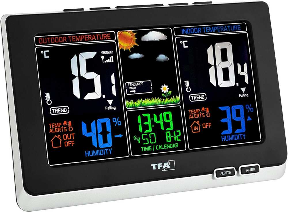 <---Cliquez sur l'image pour agrandir---> Station Météo Thermo/hygro LCD Couleur, alarmes et DCF77 Ref: WS6828-35.1129+piles Station Météo Thermo/hygro LCD Couleur, alarmes et DCF77 ref: WS6828-35.1129+piles