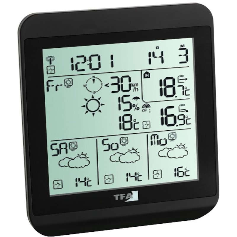 T351130 Station Météo DCF77 Previsions à 3 Jours avec températures TFA
<---Cliquez sur l'image pour agrandir---> T351130 Station Météo DCF77 Previsions à 3 Jours avec températures TFA