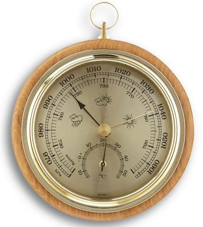 T451000 - TFA - Baromètre bois massif rond avec Thermométre intégré 120 mm