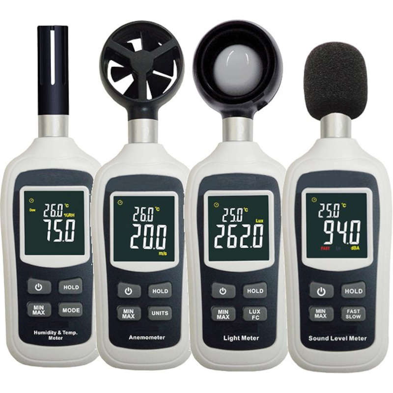BL-478X + 3Piles LR3 Thermomètre avec hygro ou Anemomètre ou Luxmètre ou Sonomètre compact portable 