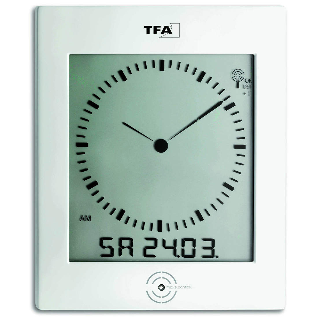 T-60.4506+4LR6 Horloge radio LCD type analogique avec radio-pilotage de lheure TFA