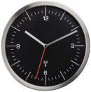 Horloge murale radio-pilot�e cadre inox et fond noir Diam: 245 mm - T-60.3544.01