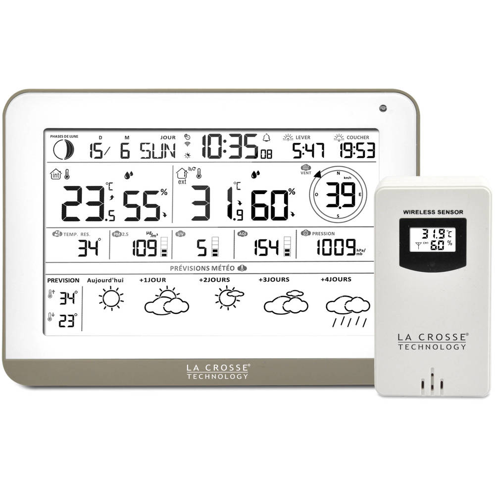 SW406-WHI Station Météo Wifi avec prévisions à 4 jours avec connexion TUYA LA CROSSE TECHNOLOGY
<---Cliquez sur l'image pour agrandir---> SW406-WHI Station Météo Wifi avec prévisions à 4 jours avec connexion TUYA LA CROSSE TECHNOLOGY