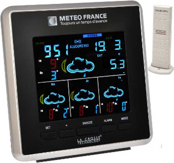WD4025 LA CROSSE TECHNOLOGY Station Météo -METEO FRANCE- Couleur ...