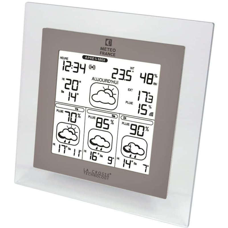 WD4603+2LR14+2LR6 Station Mto  -METEO FRANCE- Design, prvisions  3 Jours + T et %pluie LA CROSSE TECHNOLOGY