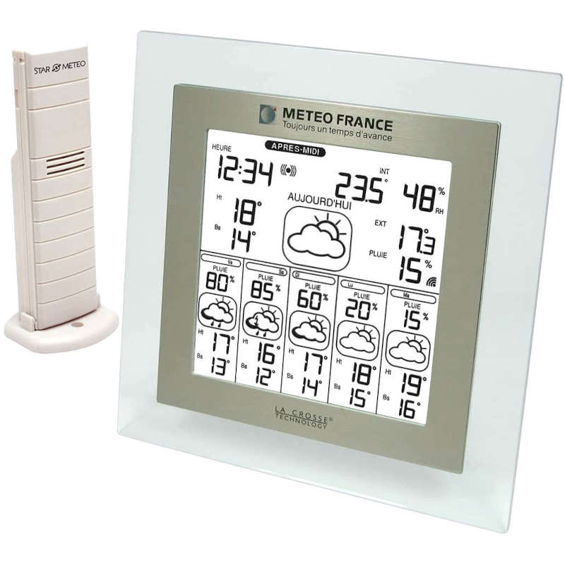 <---Cliquez sur l'image pour agrandir---> Station Météo -METEO FRANCE- prévisions à 5 Jours avec % pluie Ref: WD6007 LA CROSSE TECHNOLOGY Station Météo -METEO FRANCE- prévisions à 5 Jours avec % pluie ref: WD6007 LA CROSSE TECHNOLOGY