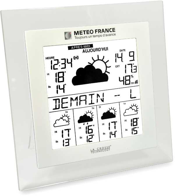 <---Cliquez sur l'image pour agrandir---> Station Météo -METEO FRANCE- prévisions à 4 Jours Design Ref: WD9542 LA CROSSE TECHNOLOGY Station Météo -METEO FRANCE- prévisions à 4 Jours Design ref: WD9542 LA CROSSE TECHNOLOGY