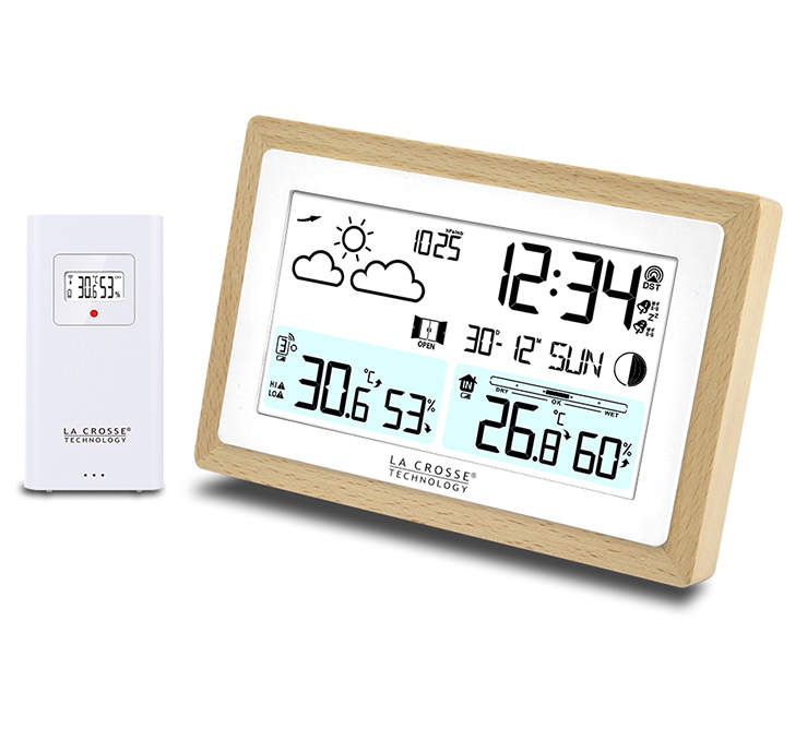 WS6282-W-MAC  Station M�t�o fond blanc avec Contour Bois LA CROSSE TECHNOLOGY