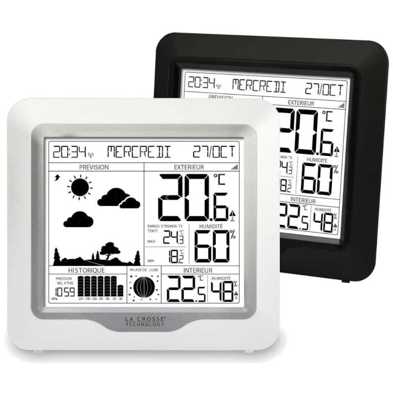 WS6823 - LA CROSSE TECHNOLOGY - Station Météo Thermo/hygro, phase de lune  et valeur de pression avec graphique