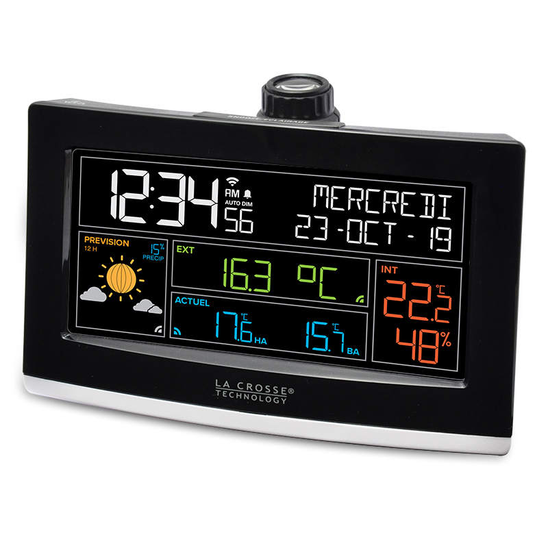 WS6837 - LA CROSSE TECHNOLOGY - Réveil météo avec projection port de charge  USB et wifi