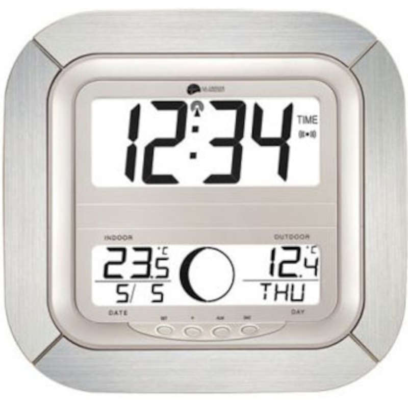 WS8418 Alu Horloge murale radio-pilote avec phases de lune et tempratures LA CROSSE TECHNOLOGY